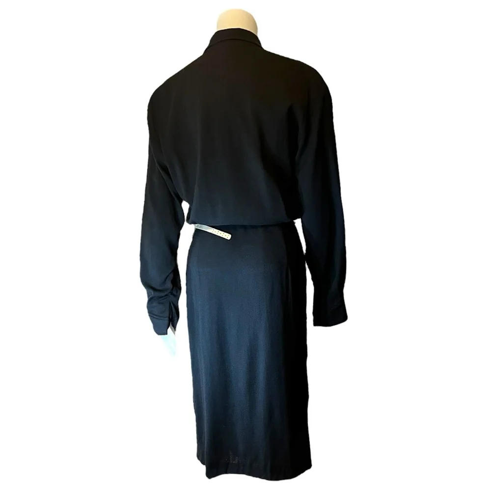 Louis Féraud Vintage Wool Wrap Dress, West Germany, 10, Black - Picture 11 of 16
